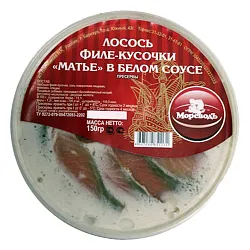 Лосось МОРЕВОДЪ филе-кусочки в масле 150г