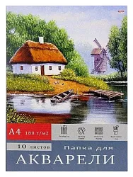 Папка для акварели ПРОФ-ПРЕСС Деревенский пейзаж А4 10л