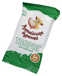 Творог АЛТАЙСКАЯ БУРЕНКА бзмж 5% флоупак 180г