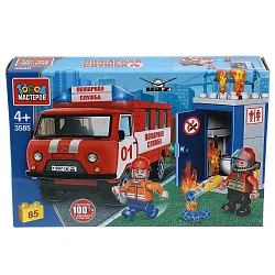 Конструктор ГОРОД МАСТЕРОВ УАЗ-452 пожар в туалете 85 деталей арт.SB-3585