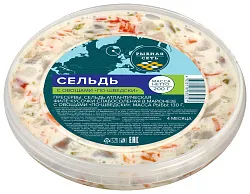 Сельдь РЫБНАЯ СЕТЬ по-шведски филе-кусочки с овощами в майонезе 200г