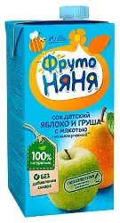 Сок ФРУТОНЯНЯ яблоко груша без сахара 0.5л