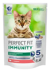 Корм для кошек ПЕРФЕКТ ФИТ Иммунити говядина семена льна голубика 1.1кг