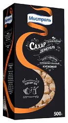 Сахар МИСТРАЛЬ кусковой коричневый карт/уп 500г