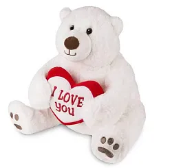 Игрушка мягкая ОРАНЖ Белый медведь с сердцем 30см