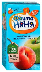 Сок ФРУТОНЯНЯ яблоко персик без сахара 0.2л