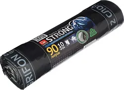 Пакеты для мусора ГРИФОН Стронг двухслойные с завязками 90л 10шт