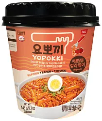 Лапша б/п ЙОПОККИ Рапокки сладко-острые с рисовыми палочками стакан 145г