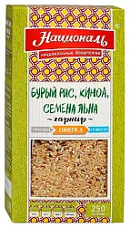 Смесь круп НАЦИОНАЛЬ Бурый рис киноа семя льна омега 3 карт/уп 250г