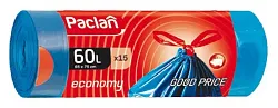 Мешки для мусора ПАКЛАН эконом с завязками 60л 15шт
