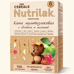 Каша НУТРИЛАК ПРЕМИУМ мультизлаковая яблоко малина низкоаллергенная молочная бзмж карт/уп 200г