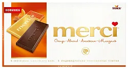 Шоколад МЕРСИ горький апельсин-миндаль 100г