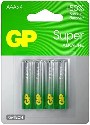 Батарейки ДЖИ-ПИ Супер Джи-Теч алкалиновые ААА 24А 4шт