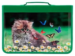 Папка для школьных тетрадей Котенок с бабочками молния А4