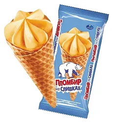Мороженое СЛАВИЦА Пломбир на сливках крем-брюле бзмж рожок 100г