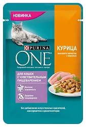 Корм для кошек ПУРИНА ВАН с курицей и морковью с чувствительным пищеварением 75г
