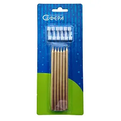 Свечи для торта СФЕРА Золото с подставками 12.5см 12шт