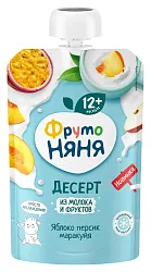 Десерт ФРУТОНЯНЯ яблоко персик маракуйя с молоком и сахаром м/у 90г