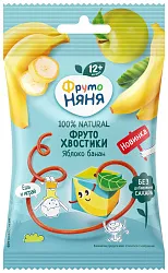 Фруктовые кусочки ФРУТОНЯНЯ ФрутоХвостики яблоко-банан м/у 15г