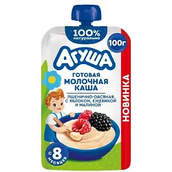 Каша АГУША пшенично-овсяная яблоко ежевика малина 100г