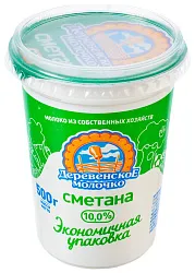 Сметана ДЕРЕВЕНСКОЕ МОЛОЧКО бзмж 10% стакан 500г