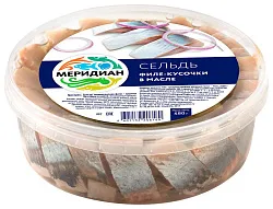 Сельдь МЕРИДИАН филе-кусочки в масле 480г