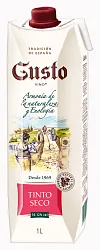 Вино ГУСТО красное п/сл 10-12% т/пак 1л