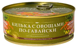 Килька ЗА РОДИНУ по-гавайски с овощами ж/б 240г