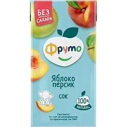 Сок ФРУТОНЯНЯ яблоко персик без сахара 0.5л