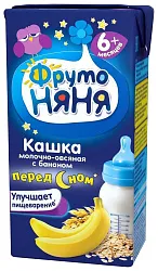 Каша ФРУТОНЯНЯ жидкая молочно-овсяная банан бзмж т/пак 0.2л