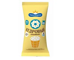 Мороженое ГРОСПИРОН Кедровый пломбир ванильный с кедровым орехом бзмж 85г