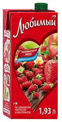 Напиток сокосодержащий ЛЮБИМЫЙ с витаминами яблоко клубника земляника 1.93л