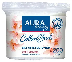 Палочки ватные АУРА Бьюти пэт 200шт