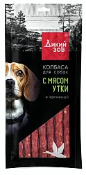 Лакомство для собак ДИКИЙ ЗОВ Колбаса с мясом утки и черникой 85г