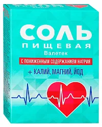 Соль ВАЛЕТЕК с пониженным содержанием натрия+калий магний йод м/у 350г
