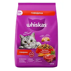 Корм для кошек ВИСКАС Подушечки с говядиной с паштетом 1.3кг