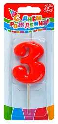 Свеча тортовая ОСЗ на шпажке цифра 3