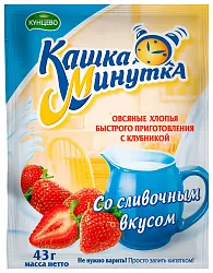 Кашка-минутка КУНЦЕВО клубника со сливками м/у 43г
