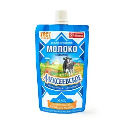 Сгущенное молоко АЛЕКСЕЕВСКОЕ цельное с сахаром бзмж 8.5% д/пак 100г