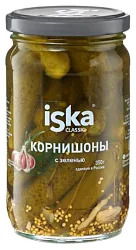 Огурцы ИСКА Корнишоны с зеленью ст/б 370мл