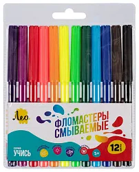Фломастеры ЛЕО Учись смываемые 12цв арт.LSFP-12
