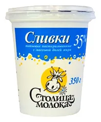 Сливки СТОЛИЦА МОЛОКА пастер бзмж 34% стакан 350г