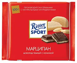 Шоколад РИТТЕР СПОРТ темный с марципаном 100г