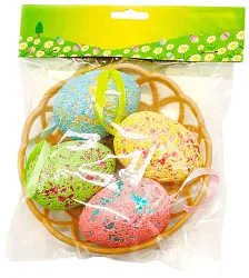 Декор пасхальный СФЕРА Яйца в корзинке 4шт арт.3-0742-2