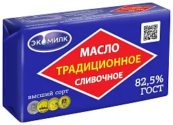 Масло сладко-сливочное ЭКОМИЛК Традиционное несоленое бзмж 82.5% 160г